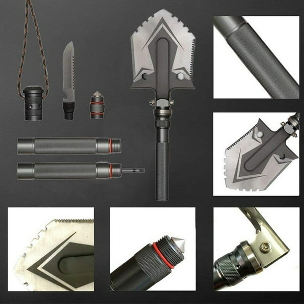 Multitool Folding Shovel Camping Gear Military Heavyduty with 16 in 1 Multifunction for Off Roading Camping Outdoor Survivalist and Emergency