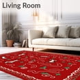 thumbnail image 2 of ODIKA 4'x6' Machine Washable Non-Slip Area Rug, Playful Dachshund Parade with Interlocking Festive Ornament High Traffic Rug, Red, 634242, 2 of 7