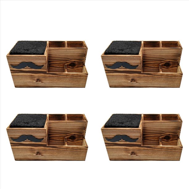 4X Caja de Herramientas de Peluquería Madera del Salón de Pelo Shear Titular de Tijera de Corte Rack de Almacenamiento de Contenedores Barber Herramientas Holder