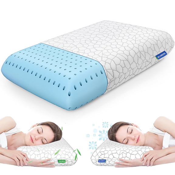 Orthopedic Memory Foam Pillow for Sleeping, Standard Size Bed Pillow with Removable Cover, Neck Pain Relief Pillow for All Sleep Positions, White