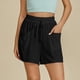 thumbnail image 3 of Pantalones Cortos de Piernas Anchas para Mujeres Lino de Color Sólido, Cintura Elástica Cómoda Longitud Regular, 3 of 8