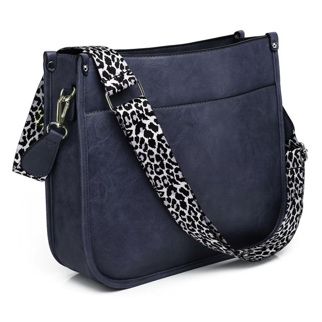 AUYOCO Bolso bandolera de piel vegana para mujer, bolso cruzado con correa para guitarra, bolsillos con cremallera, bolso de hombro
