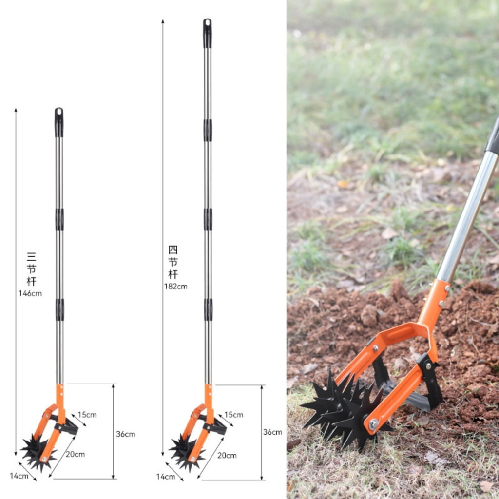 Manual Soil Tiller Featuring Adjustable Handle Length and SteelB1adefor Back Friendly Gardening