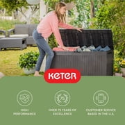 Keter Comfy 71 Gallon Durable Resin Outdoor Deck Box Storage Organization, Espresso Brown