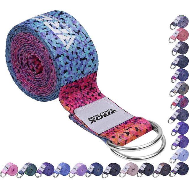 RDX Sangle de Yoga 8 Pieds avec Boucle en D, Ceintures Réglables en Polyester Coton Durable pour Étirement P, F20