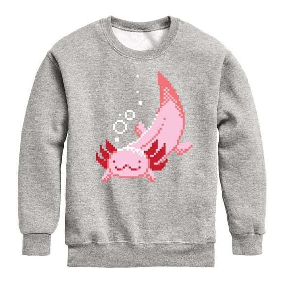 Instant Message - Gamer - Pixel Axolotl - Toddler & Youth Crewneck Fleece Sweatshirt