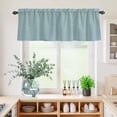 thumbnail image 5 of 3 Piece Kitchen Curtains and Valances Set Vintage Haze Blue Cafe Curtains 24 Inch Length Farmhouse Retro Solid Color Linen Texture Valance & Tier Curtain for Living Room Bedroom 54"x18"+27"x24"*2, 5 of 6