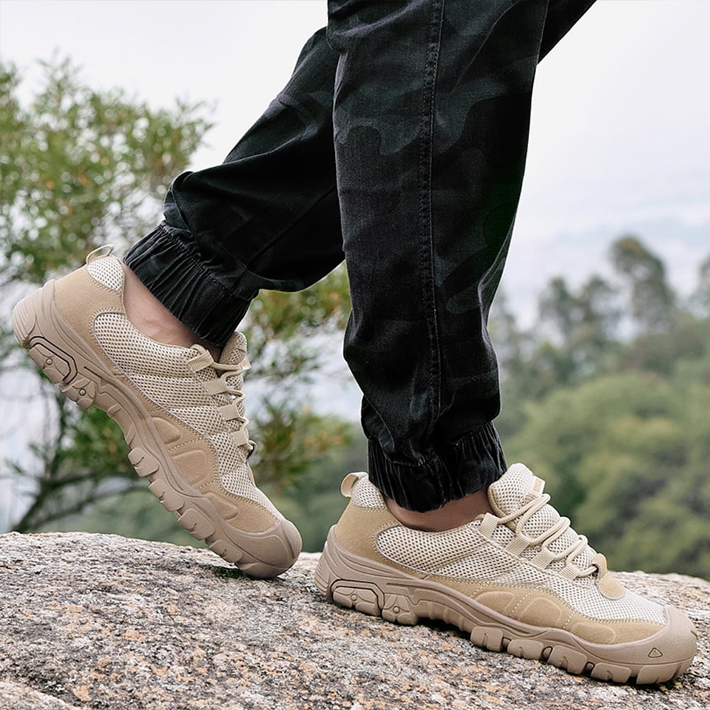 Men's Hiking Shoes Comfortable Breathable Lightweight Slip Resistant Rubber Outsole Outdoor Walking Lace Up Sneakers Brown 11 US