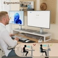 thumbnail image 5 of Dual Monitor Stand Riser,41.5'' Long Monitor Stand for 2 Monitors, Wood and Steel Computer Monitor Stand, Desktop Organizer with Pen Holder, 5 of 5