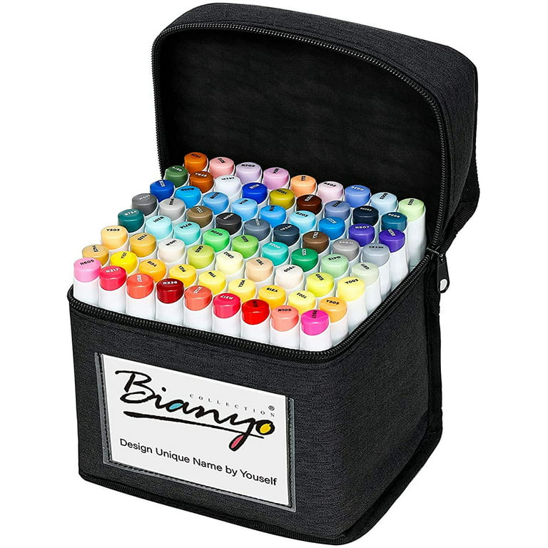 Bianyo 180 Colors Alcohol Markers Set, Fine & Chisel Dual Tip Art Marker  Set Packed in a Premium Black Canvas Bag with Designable Card, Includes  72A