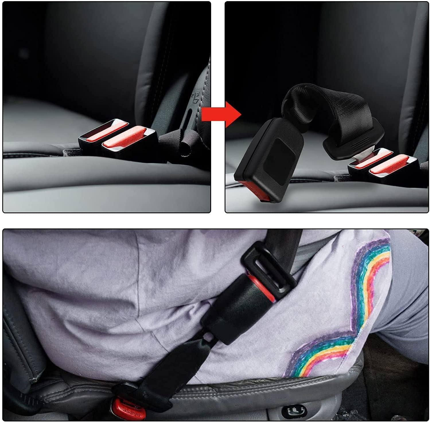 Crazyview 2 PCs Car Safety Belt Extension Belt Seat Belt Extender Comfortable and Convenient for Car Seat