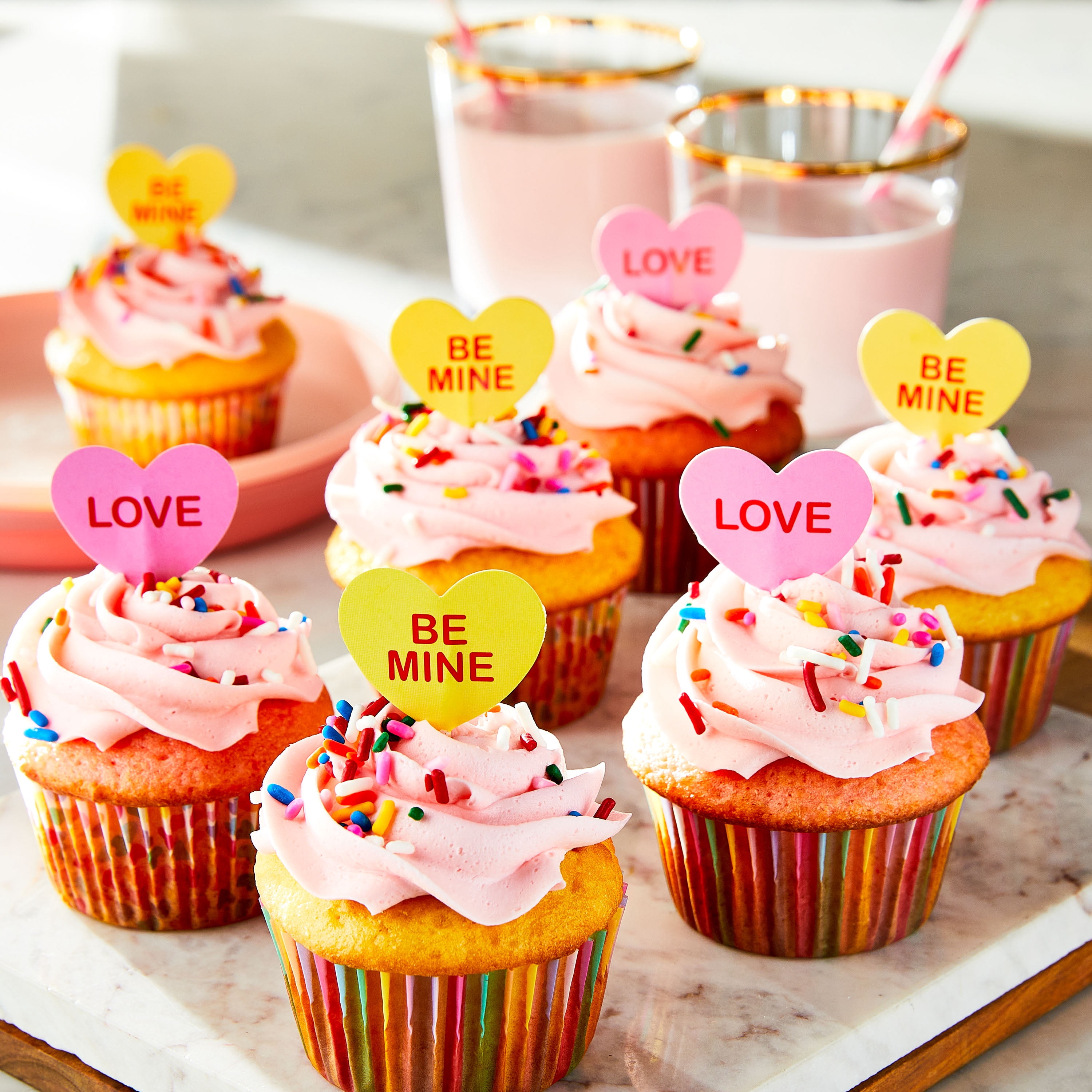 Great Value Pink Conversation Hearts Valentine’s Day Cupcake Decorating Kit, 24 Count