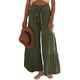 thumbnail image 1 of VISgogo Pantalones de pierna ancha para mujer, cintura alta, color sólido, con cordón, informal, para fiesta, club, pantalones sueltos VISgogo  moda, 1 of 5
