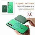 thumbnail image 3 of Allytechgroup 2 in 1 Detachable Wallet Case for Samsung Galaxy A06, [Thin & Light] [Compatible with MagSafe] Luxury PU Leather Card Holder Soft Bumper Shockproof Anti-Scratch Magnetic Case, Green, 3 of 12