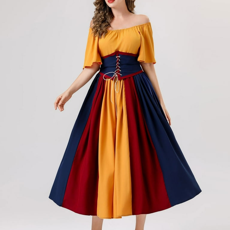 Business Casual Dress Women's Medieval Renaissance Dress Gothic Corset  Halloween Costumes Cosplay Dress Midi Dress for Women S-13 Orange XL -  Walmart.com