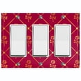 thumbnail image 1 of Metal Light Switch Plate Cover Elegant Yellow Tufted Rose Burgundy Damask DAM080, 1 of 13