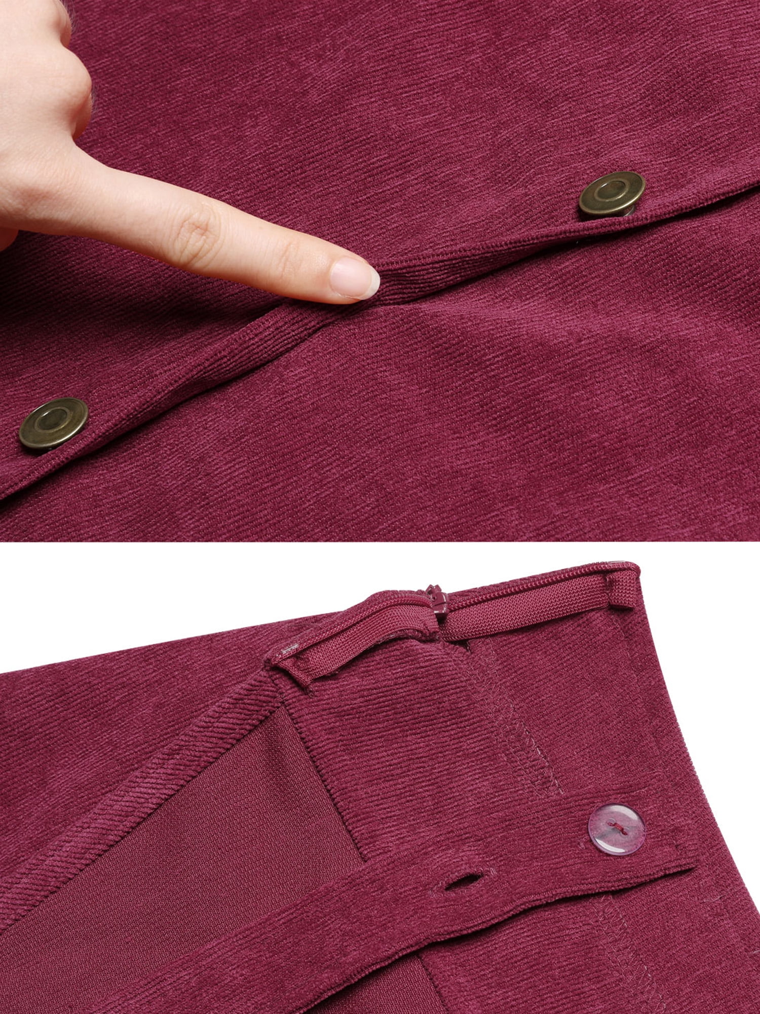 DARING DIVA Women's Corduroy Button Front A-Line Bib Overall Pinafore Dress M Burgundy