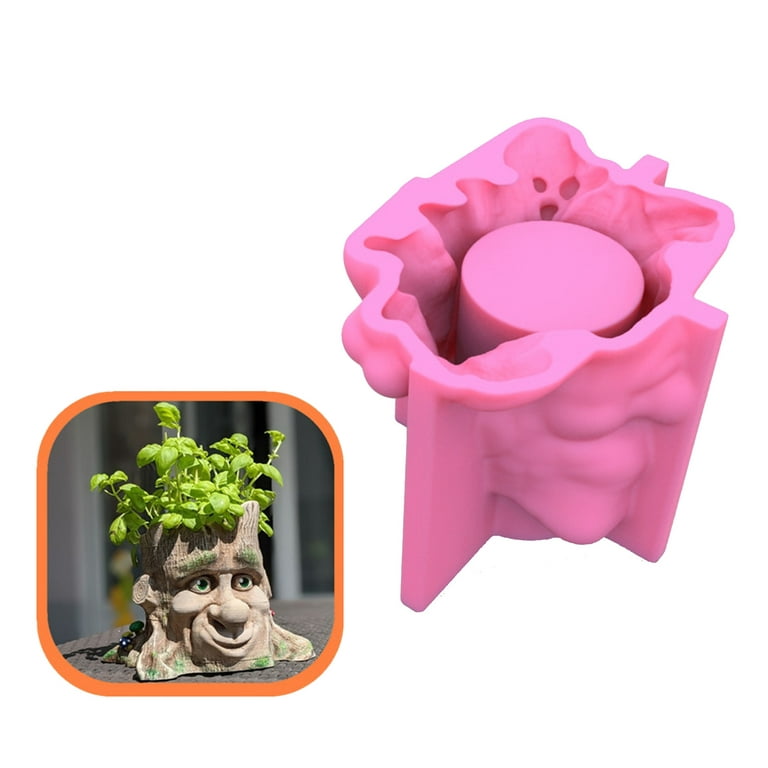 Funny Flower Pot Silicone Molds for Epoxy Resin Concrete Clay Succulent  Planter Human Face Tree Stump Shaped Pot Crafts 
