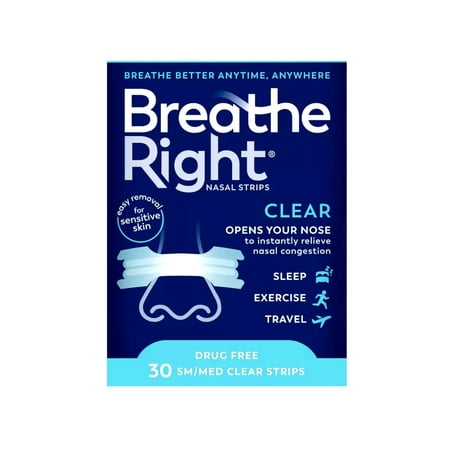 Breathe Right Size Small/Medium 30-Count Nasal Strips in Clear
