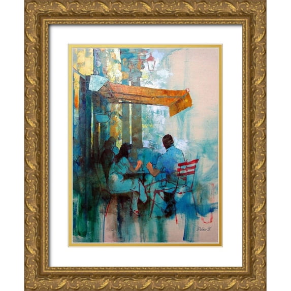 Zakrynycny, Viktor 12x14 Gold Ornate Wood Framed with Double Matting Museum Art Print Titled - Blue Shaddows
