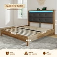 thumbnail image 7 of EnHomee Queen Bed Frame with LED Lights and Charging Station Upholstered Platform Bed with Headboard & Storage Shelf Sturdy Wood Qunne Size Bed Frame, No Box Spring Needed, Gray, 7 of 7