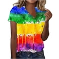 thumbnail image 2 of Busydd Womens Tops Summer V Neck Short Sleeve T-Shirts Tie Dye LGBT Pride Shirts Casual Loose Button Equality Blouses Fashion Funny Graphic Tee Tops Plus Size Tops for Women S-5XL, 2 of 5