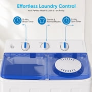 TABU 16.5lbs Portable Washing Machine, Electric Twin Tub Wash&Spin Combo,Semi-Automatic Washer,White&Blue