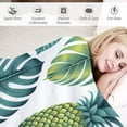 thumbnail image 3 of GOSMITH Pineapples Rectangle Hawaii Summer Tropical Palm Leaves Flowers Blossom Farmhouse Waist Flannel Material Blanket White, 3 of 6