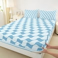 thumbnail image 3 of Castle Fairy Female Men Adults Abstract Stripes Plaid 4 Pieces Queen Sheet Sets,Minimalist Geometric Ultra Soft Flat Sheet,Mid Century Minimalism Queen Fitted Sheet,Breathable Home Decor, 3 of 7