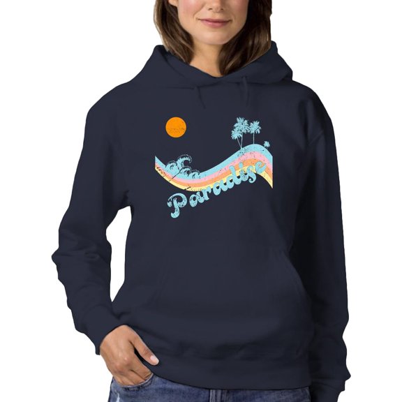 Paradise Groovy Wave Banner Hoodie Women -Image by Shutterstock, Female Large
