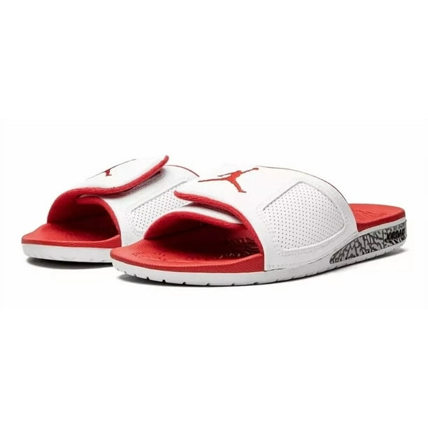 MENS N I-K-E Jo r-dan HYDRO III 3 RETRO WHITE RED CEMENT SLIDES SANDALS - Size 11