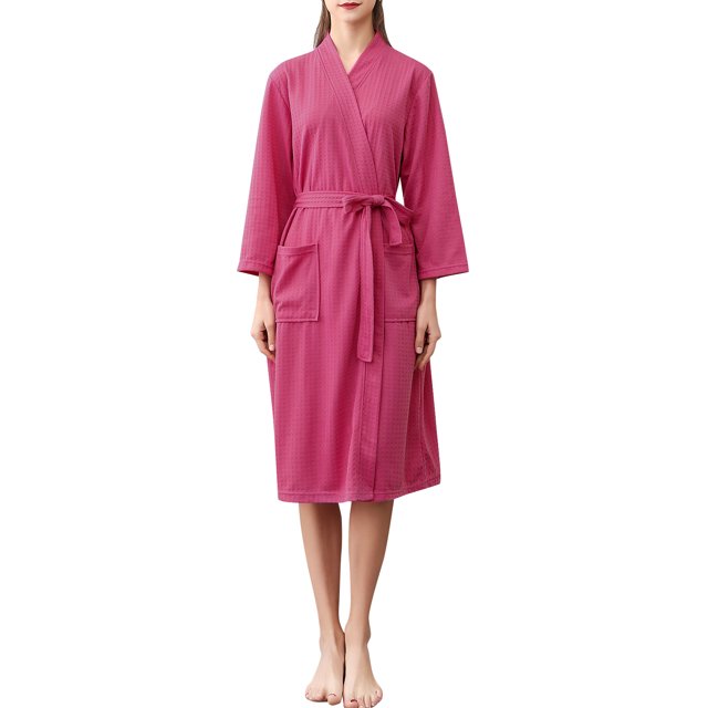 Hombres Mujeres Albornoz Mangas 3/4 Bolsillo Cinturón de cintura Suave y transpirable Ropa de dor Romacci Bata de baño
