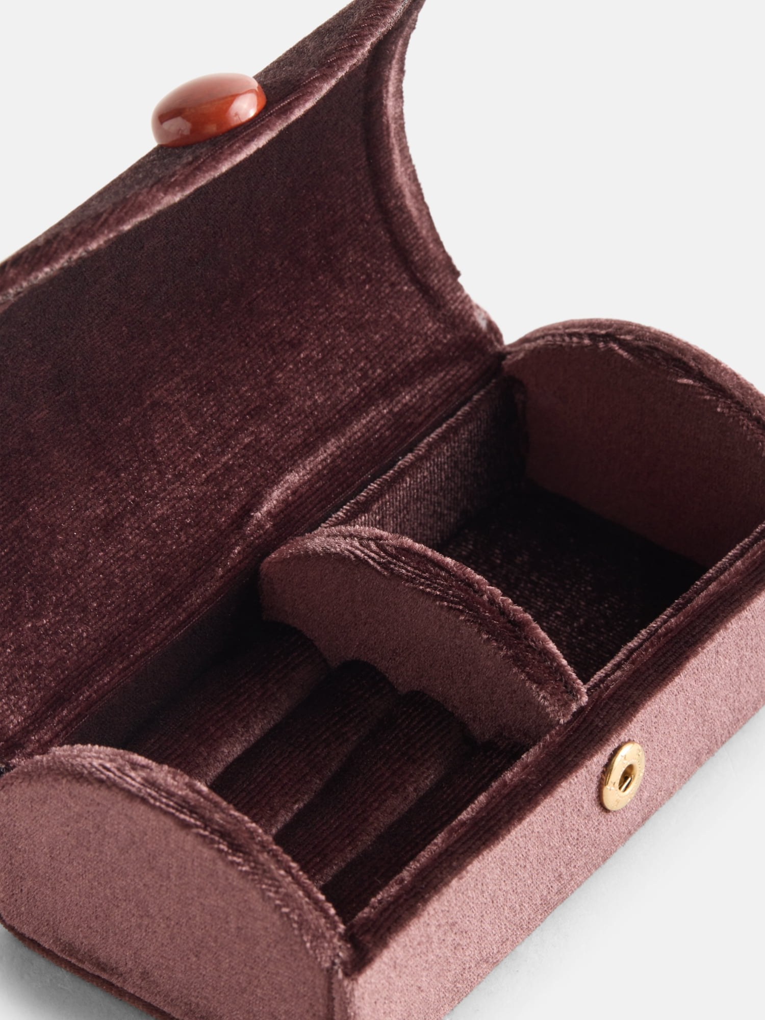 Scenario Women's Curved Faux Velvet Jewelry Organizer, Brown