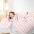 thumbnail image 3 of Castle Fairy Plaid Gold Letter M Full Size Comforter Sets 3 Pieces for Girls,Minimalism Checkered Bedding Sets,Pink Reversible, 3 of 6