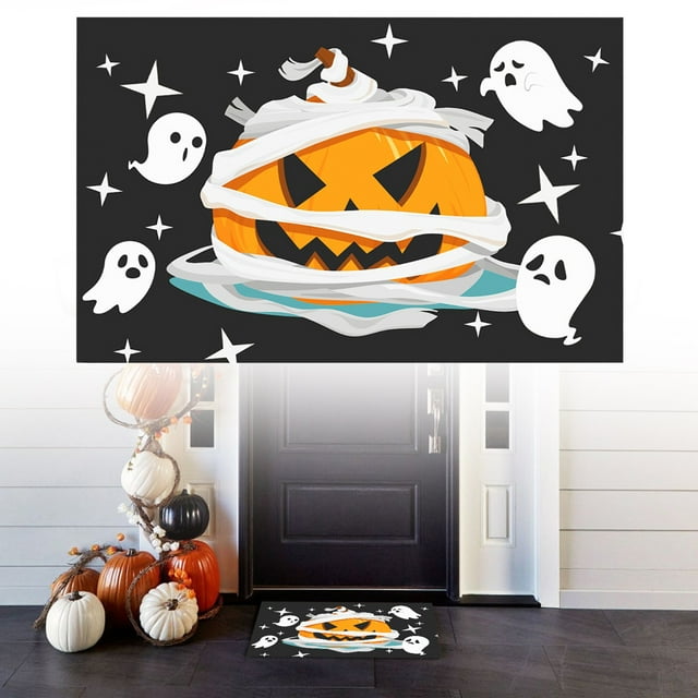 HANDIED Polyester carpet Halloween Pumpkin Bathroom Rugs Non Washable Absorbent Mat Autumn Funny Cute Microfiber Bathroom Rug For Shower Tub