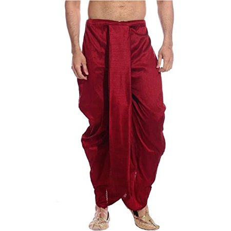 

Royal Kurta Men s Art Silk Dhoti Pant s (Red Free Size)
