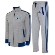 X-2 Men Tracksuits 2 Pieces Set Running Jogging Sweatsuit Full Zip Sweatsuit Athletic Sports Set Charcoal Gray Blue 2Pipe X-Large