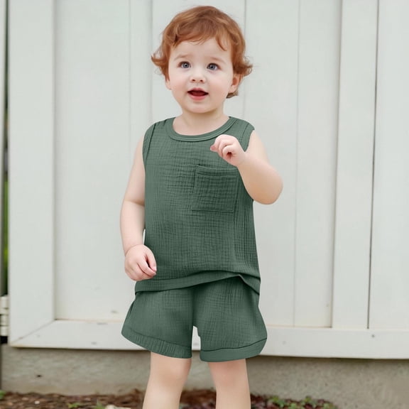 Sentuca Toddler Boys Clothes Summer Casual Outfit Sets Tank Tops and Shorts Loungewear Size 24 Months