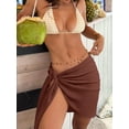 thumbnail image 3 of ANRABESS Sarong Coverups for Women Summer Bikini Bathing Suit Cover Up Beach Short Sarong Wraps Skirt Swim Cover Ups for Swimwear Red Brown L, 3 of 7