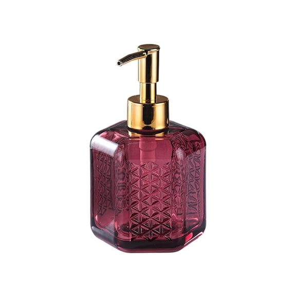 Partheme 320ml Refillable Glass Hand Soap Dispenser, Premium Pump Bottle for Shower Gel Shampoo Lotion, Leakproof for Bathroom Kitchen Sink Decor, Red