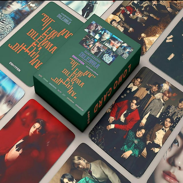 55 unids/set Kpop Enhypen Dimensión: Tarjetas postales de respuesta, álbum de fotos En Lomo, tarjetas fotográficas En-connect para regalo de fanáticos de Kpop