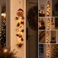 thumbnail image 4 of Clearance Christmas Decor Glowing Christmas Door Hanger Rustic Quilted Fabric Wreath, Merrycascade Light-Up Christmas Decoration, 6 Festive Light Designs, Vertical Display, 4 of 7