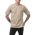 thumbnail image 3 of Pro Club Men's Heavyweight Cotton Short Sleeve Crew Neck T-Shirt-KHK-M, 3 of 5