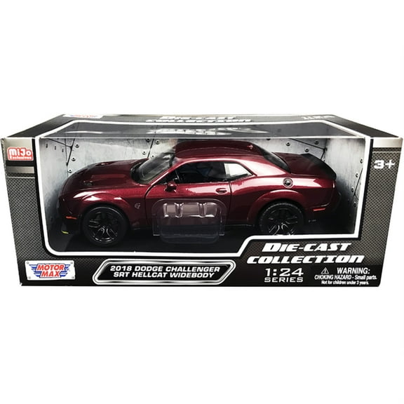 2018 Dodge Challenger SRT Hellcat Widebody Burgundy Metallic "Die-Cast Collection" Series 1/24 Diecast Model Car by Motormax