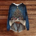 thumbnail image 3 of Women's Knit Sweater Pullover Hooded Sweatshirt with Christmas Print, Cute and Comfortable, Perfect for Fall and Winter Casual Wear and Holiday Festivities,Dark Blue,L, 3 of 5