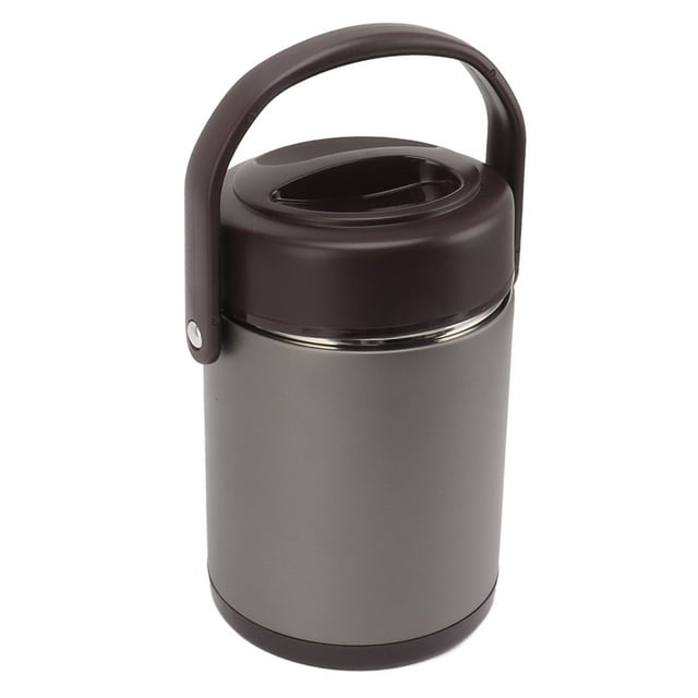 TKSE Insulated Food Container, 2L Dark Gray Insulated Food Container Multi Layer Stainless Steel Large Capacity Insulation Vacuum Food Jar