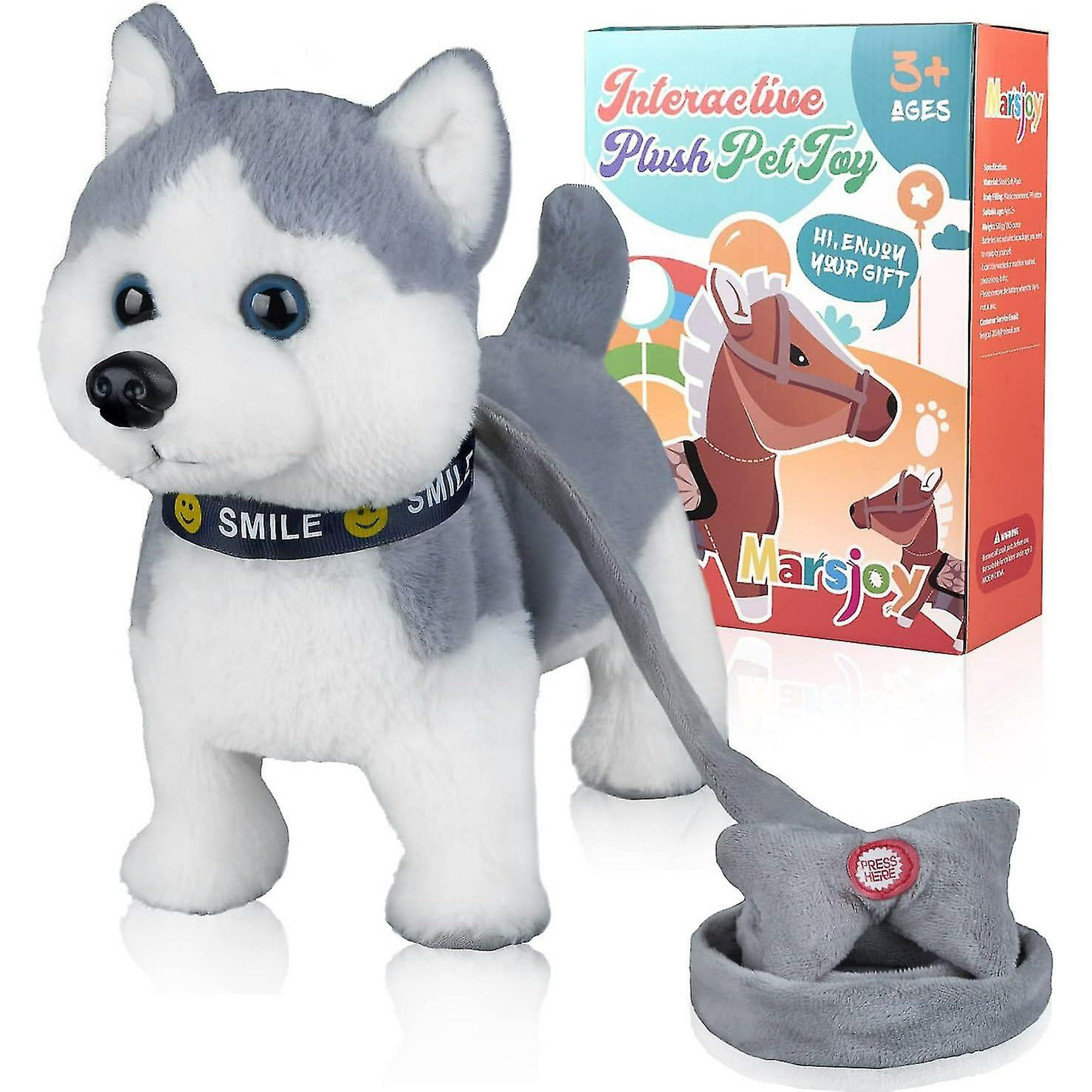 Husky Walking And Barking Puppy Dog Toy With Control Leash realistic Wagging Tail Robot Interactive Musical Dancing Animated Plush Stuffed Walmart