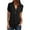 Black, variant on Loose Fit V-Neck Casual Tee with Front Zipper Detail for Women Comfortable Blouse Style Tops