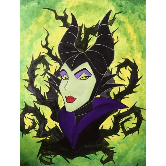 5D DIY Full Drill Diamond Painting Kit, Adults & Kids Round Crystal Diamond Art Number Kits, Perfect for Home Wall Deco Series (Maleficent 12 x 16 inch)