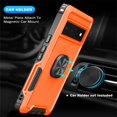 thumbnail image 4 of SaniMore for Google Pixel 7 Multi-Functional Case, 3-Layer Protection Magnetic Cover Support Car Mount & 360° Rotatable Metal Ring Kickstand Full Body Shockproof Protective Shell, Orange, 4 of 8